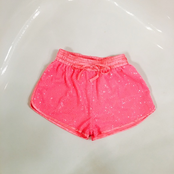 Pink Sequence Satin Shorts - Picture 2 of 6